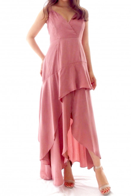 Sarah asymmetric maxi dress rose pink